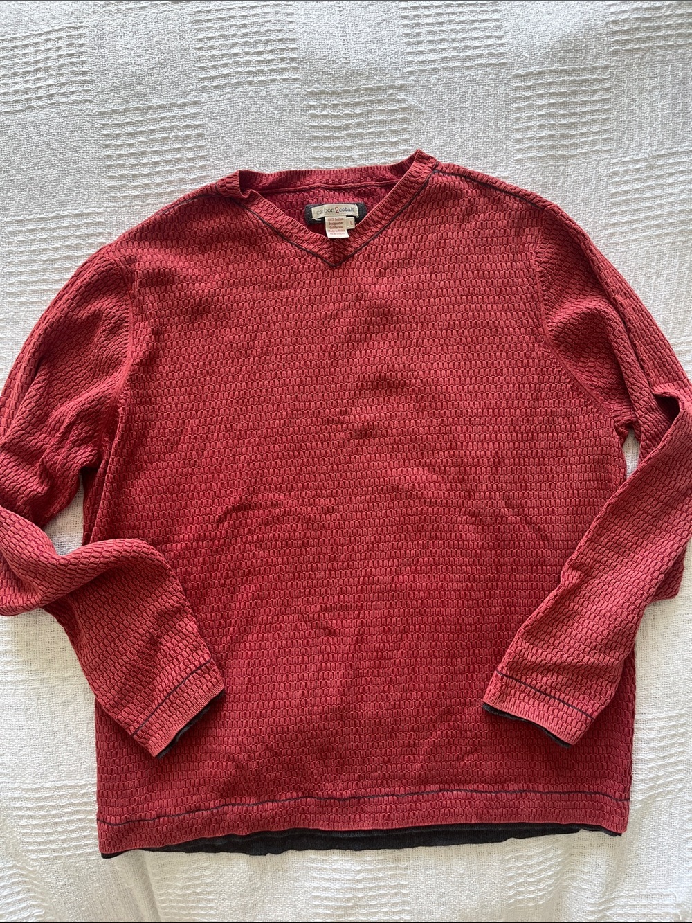 Carbon2Cobalt Sweater Mens Large Red Textured Pullover Crewneck Casual Layering